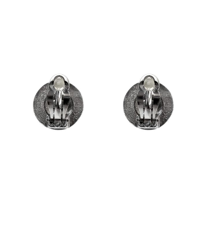 Chanel Round CC Metallic Silver Earrings