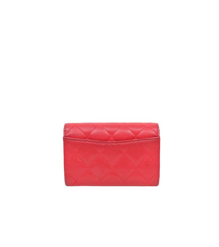 Chanel Red Caviar Skin Card Wallet