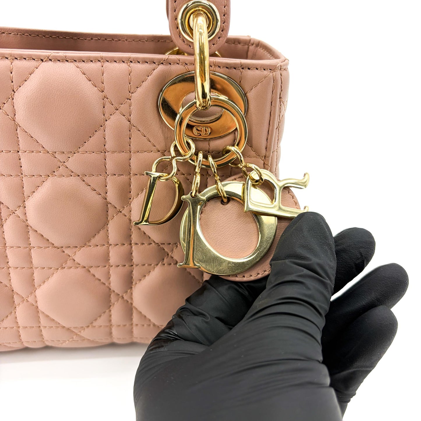Dior Mini Lady Dior Bag Powder Pink Lambskin Gold Hardware