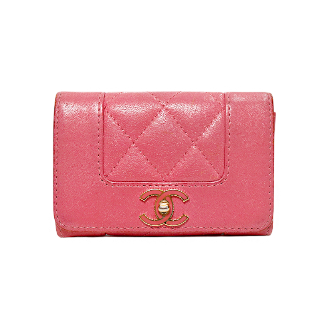 Chanel Pink Lambskin Mademoiselle Card Wallet