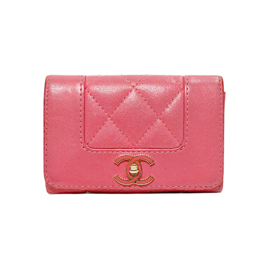 Chanel Pink Lambskin Mademoiselle Card Wallet