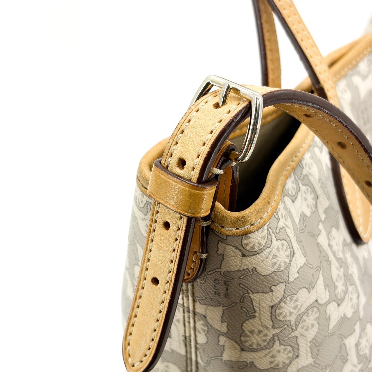 Celine C Macadam Sulky Canvas Tote Bag White Gray