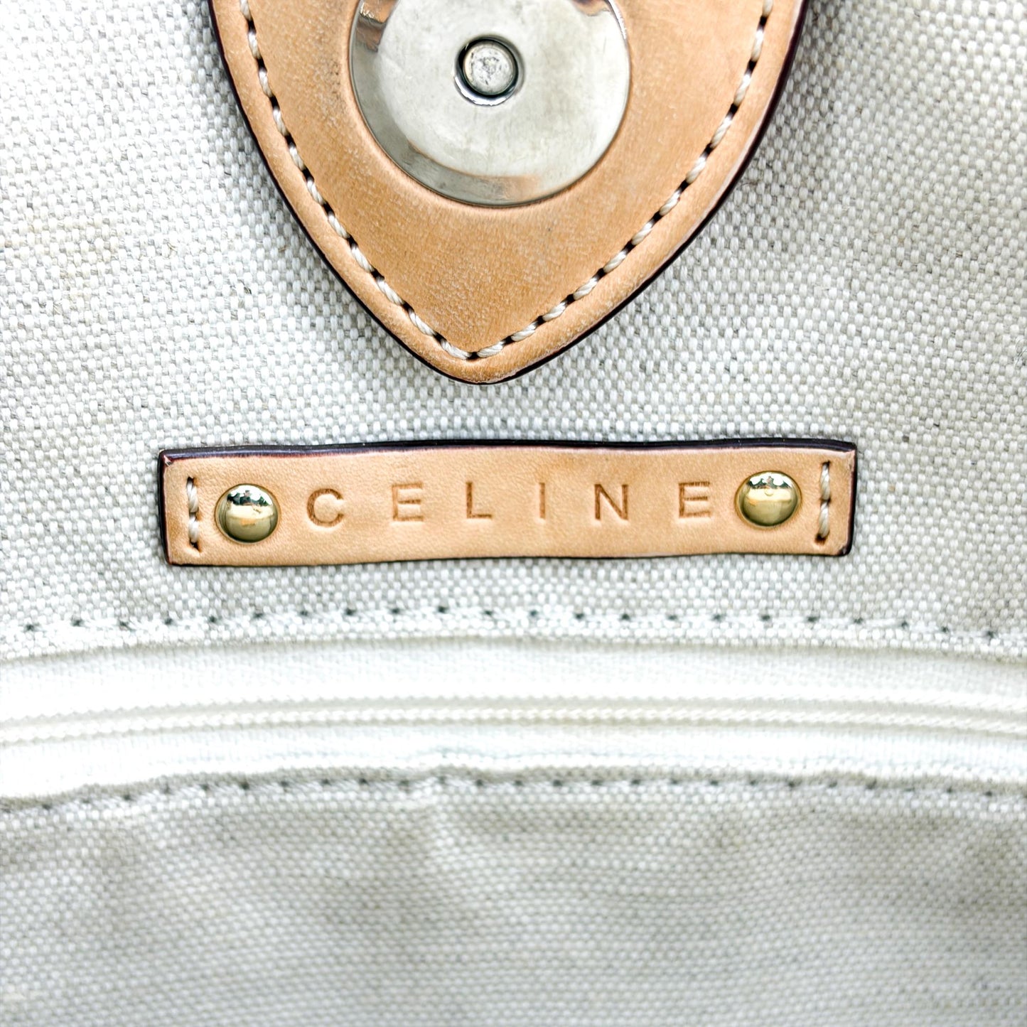 Celine C Macadam Sulky Canvas Tote Bag White Gray