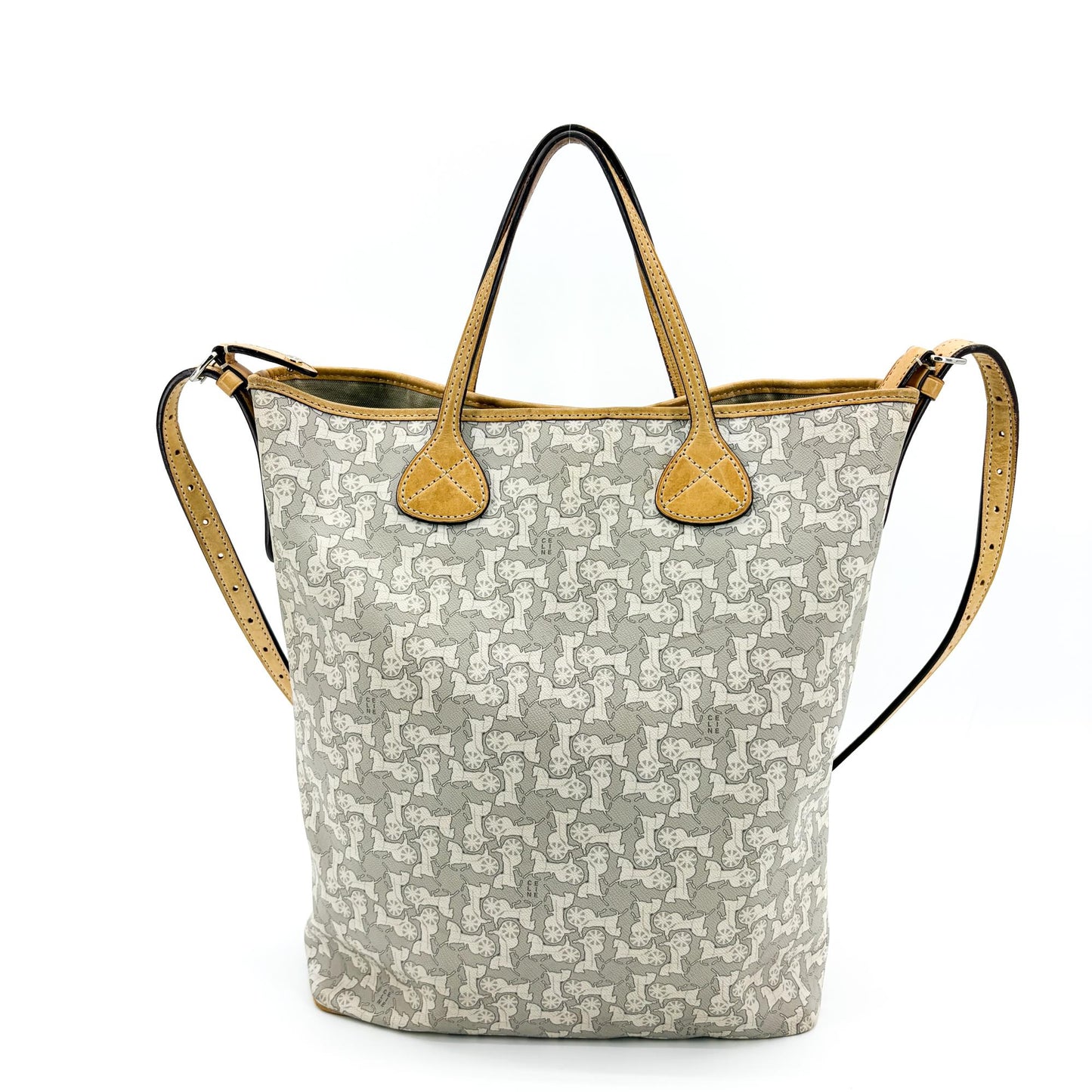 Celine C Macadam Sulky Canvas Tote Bag White Gray