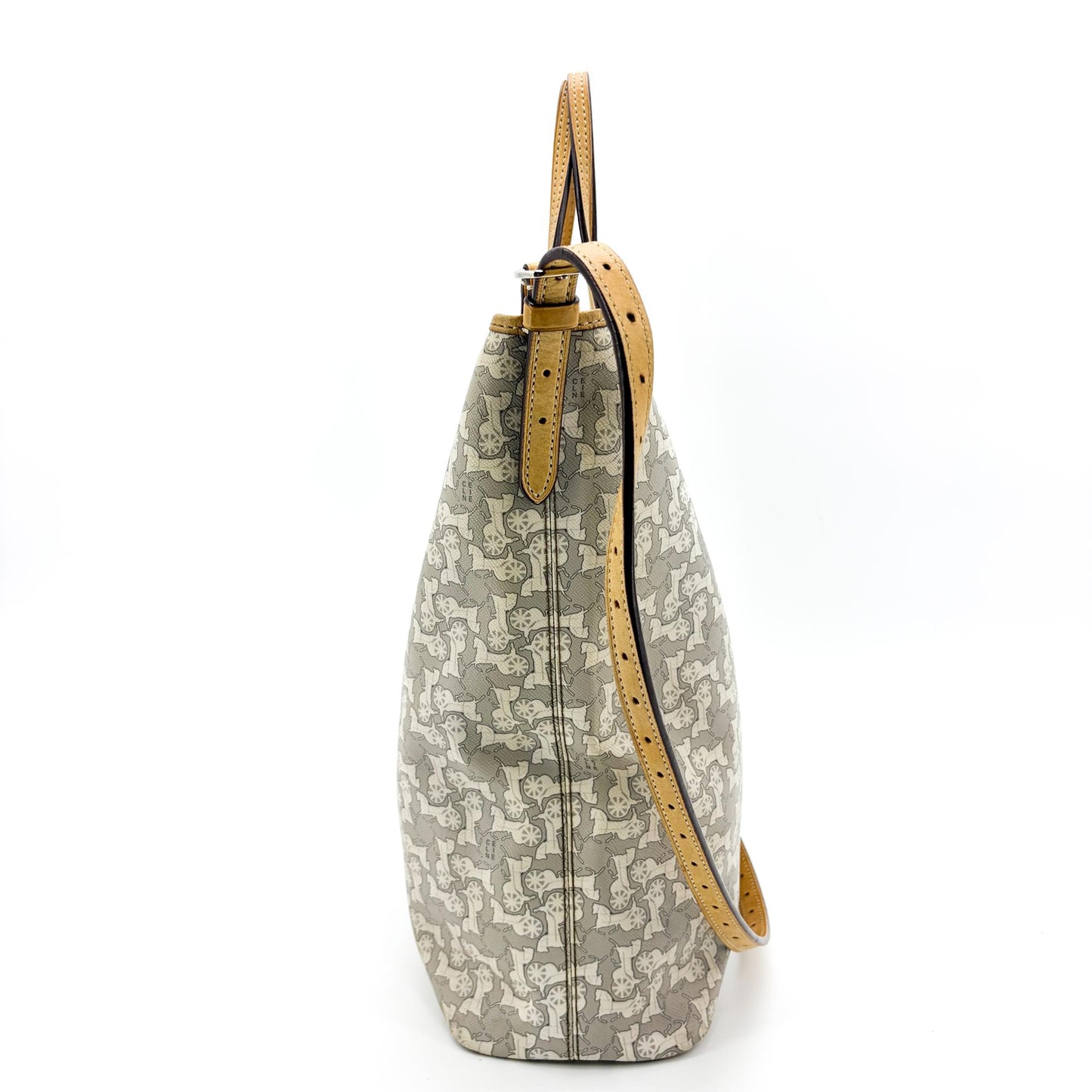 Celine C Macadam Sulky Canvas Tote Bag White Gray
