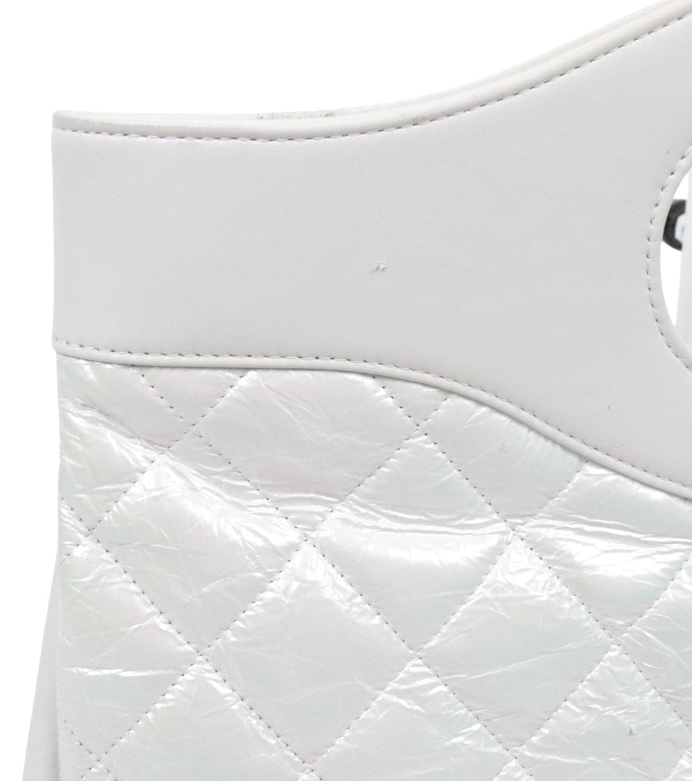 Chanel Large White Metallic Leather 31 Shoulder Bag