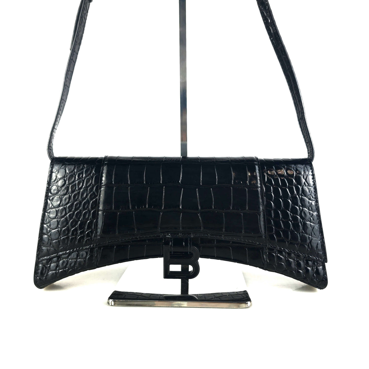 Crocodile Pattern Hourglass Shoulder Bag 654942