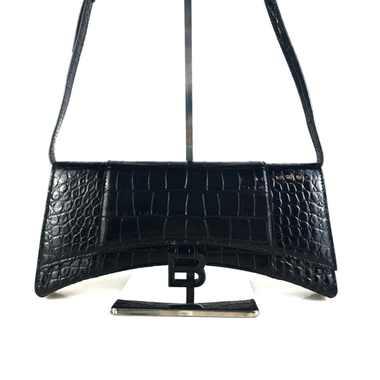 Crocodile Pattern Hourglass Shoulder Bag 654942