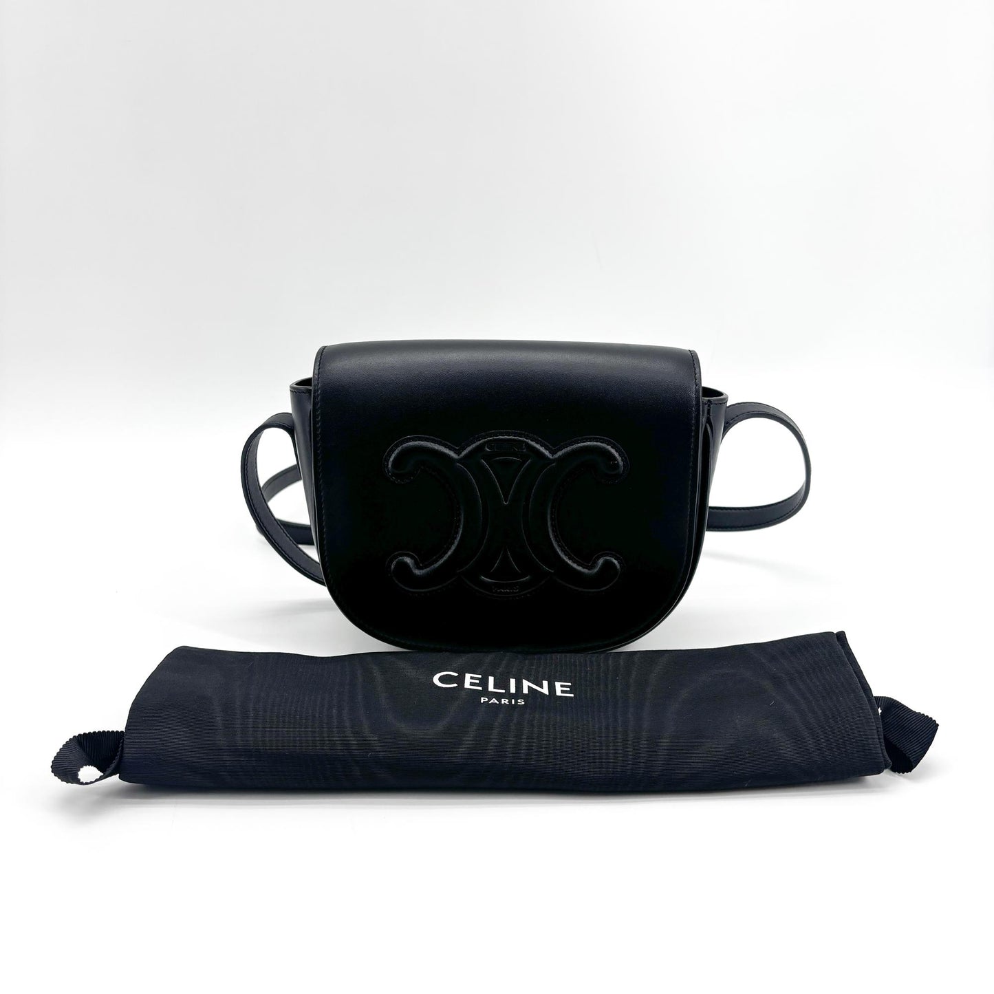 Celine Cuir Triomphe Folco Bag Black
