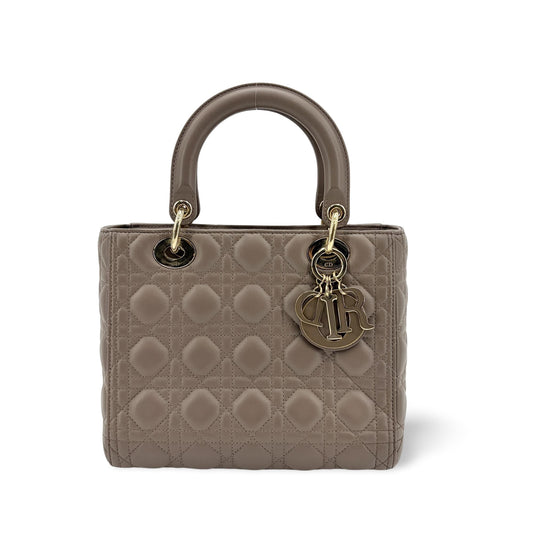 Dior Lady Dior Medium Bag in gold and taupe