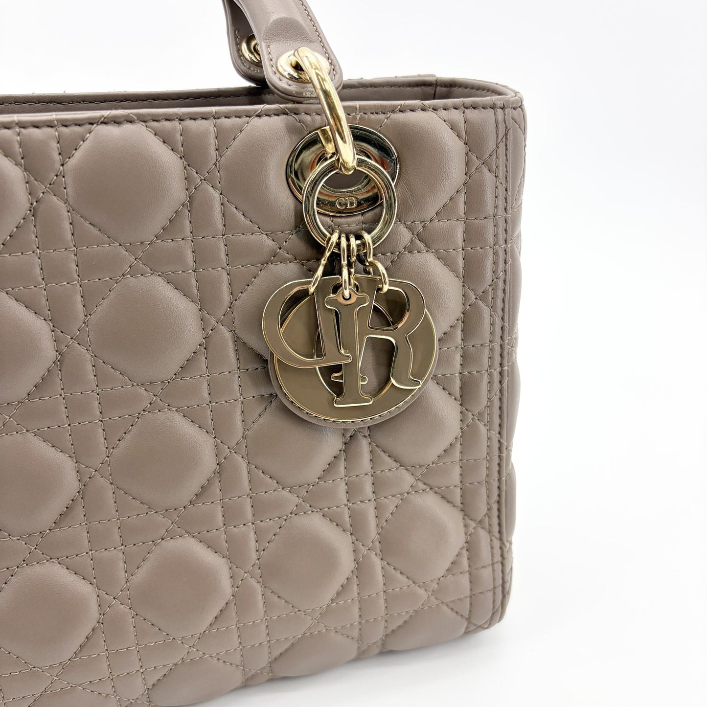 Dior Lady Dior Medium Bag in gold and taupe