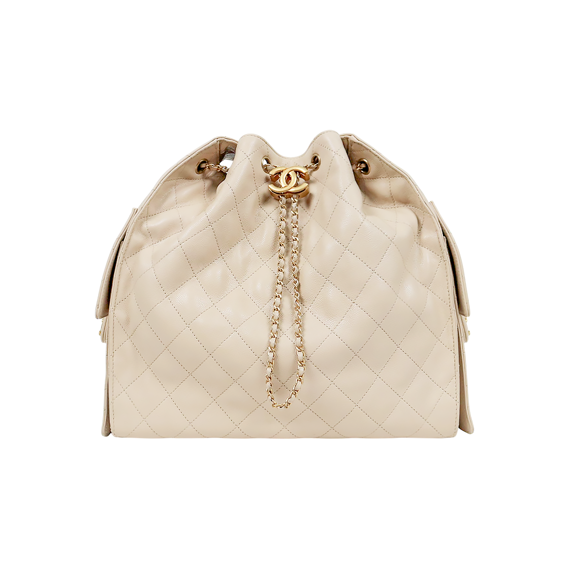 Chanel Beige Medium Caviar 25 Bag with Built-in Chip