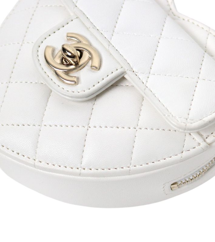 Chanel White Small Heart Crossbody Bag