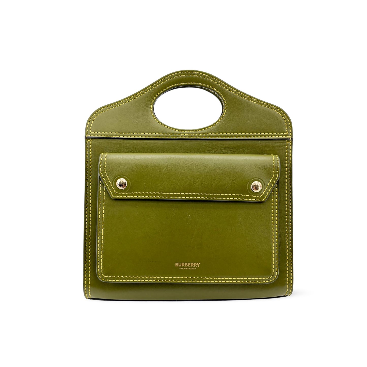 Burberry Mini Leather Pocket Bag Olive Green