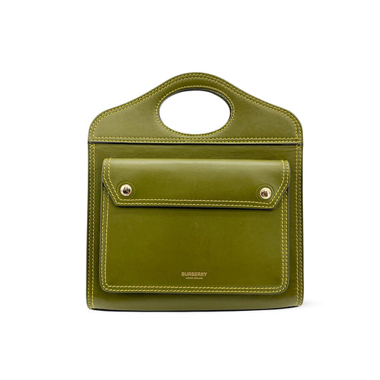 Burberry Mini Leather Pocket Bag Olive Green