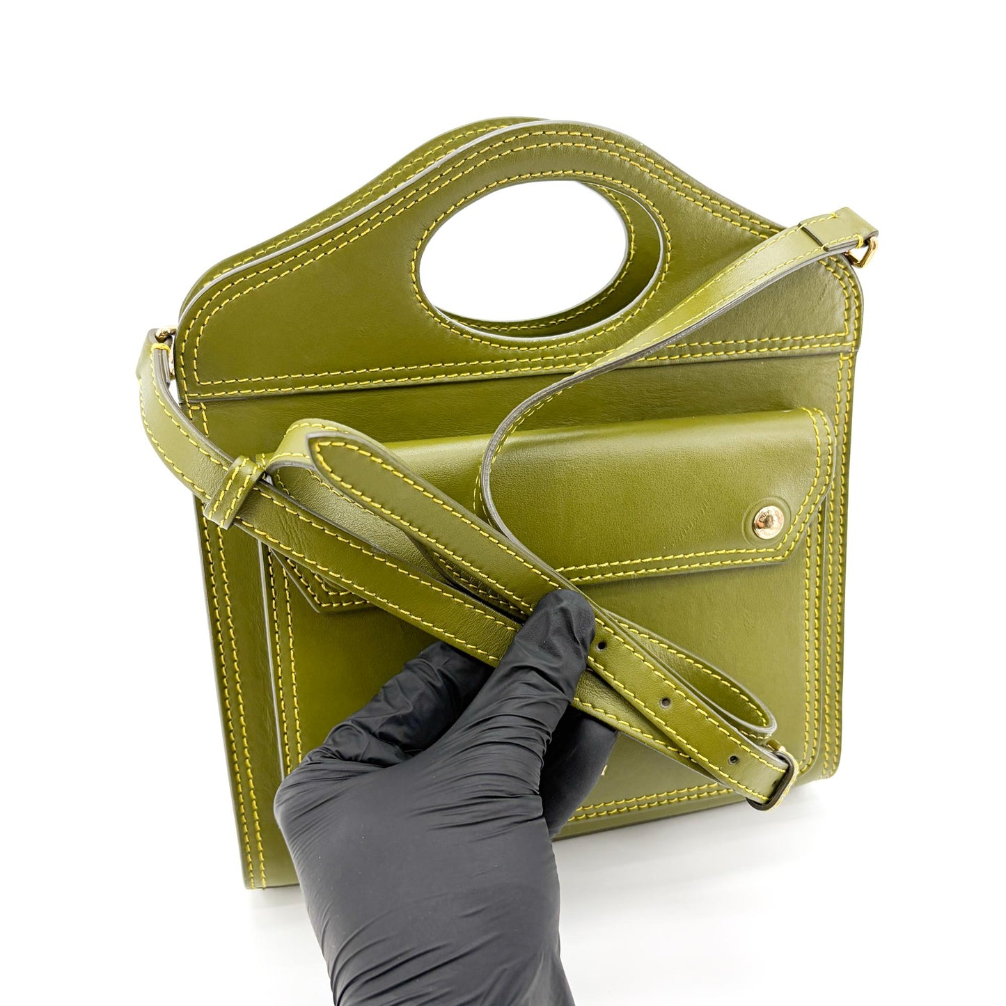Burberry Mini Leather Pocket Bag Olive Green