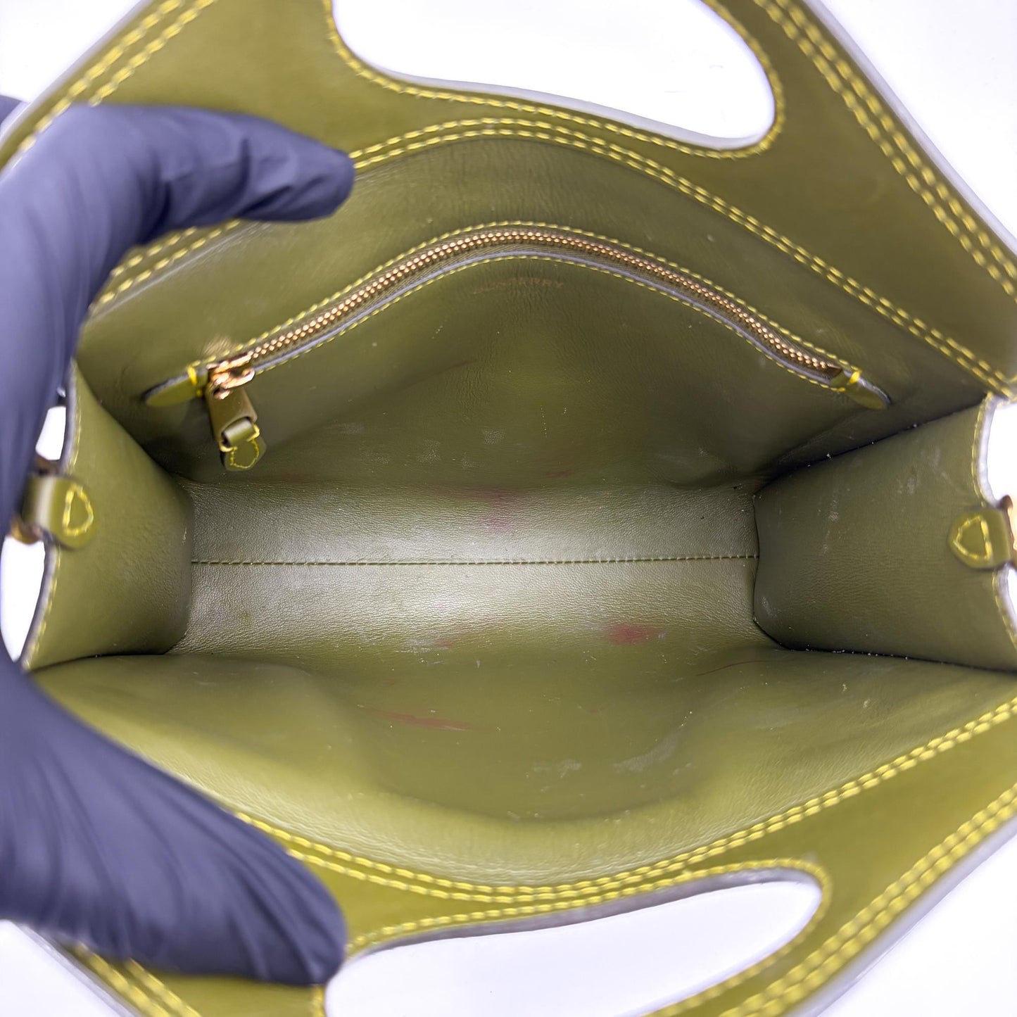 Burberry Mini Leather Pocket Bag Olive Green