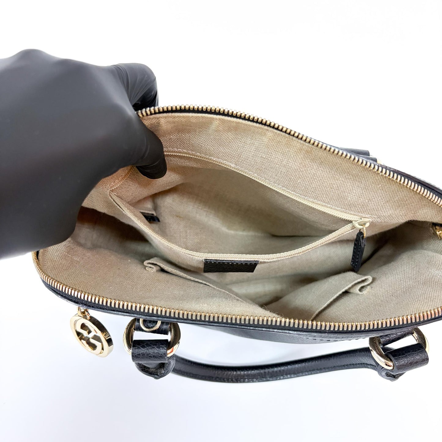Gucci Interlocking G Logo Dome Handbag Small Black