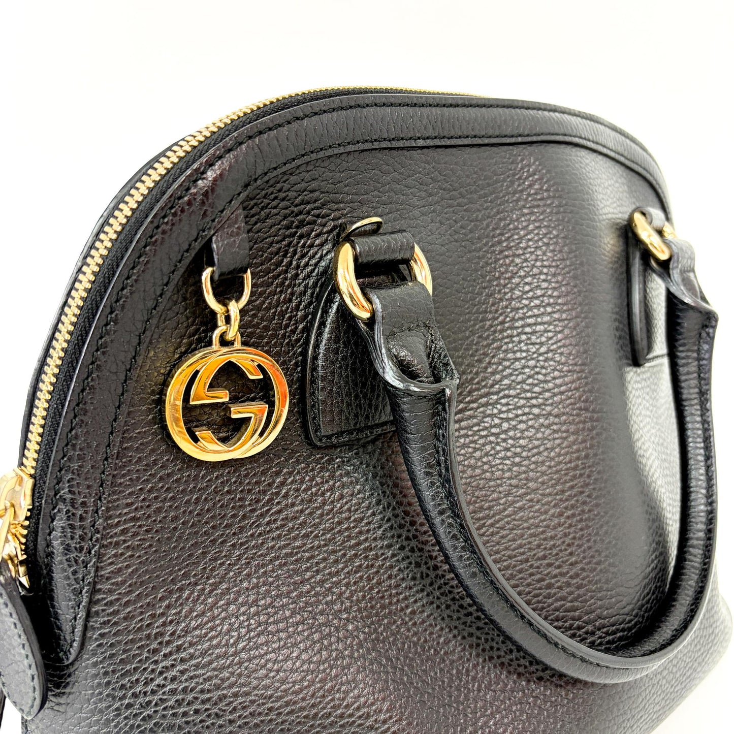 Gucci Interlocking G Logo Dome Handbag Small Black