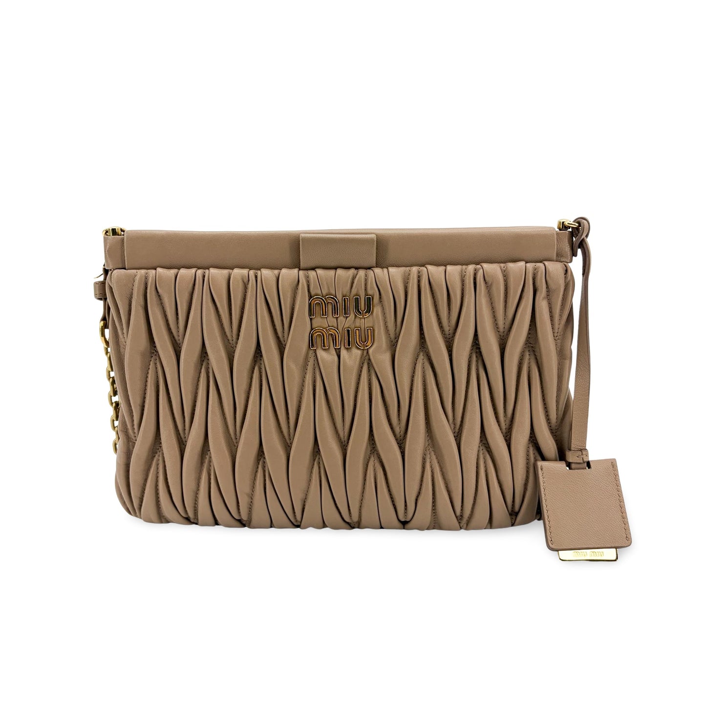 Miu Miu Matelassé Napa leather shoulder bag cameo