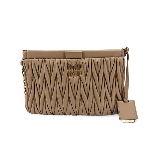 Miu Miu Matelassé Napa leather shoulder bag cameo