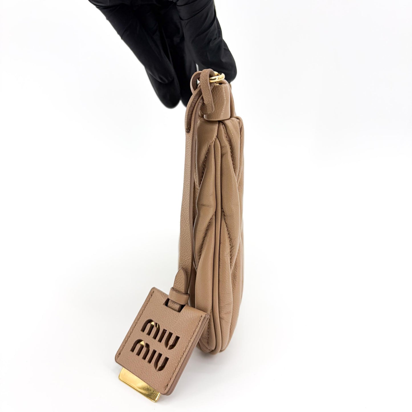 Miu Miu Matelassé Napa leather shoulder bag cameo