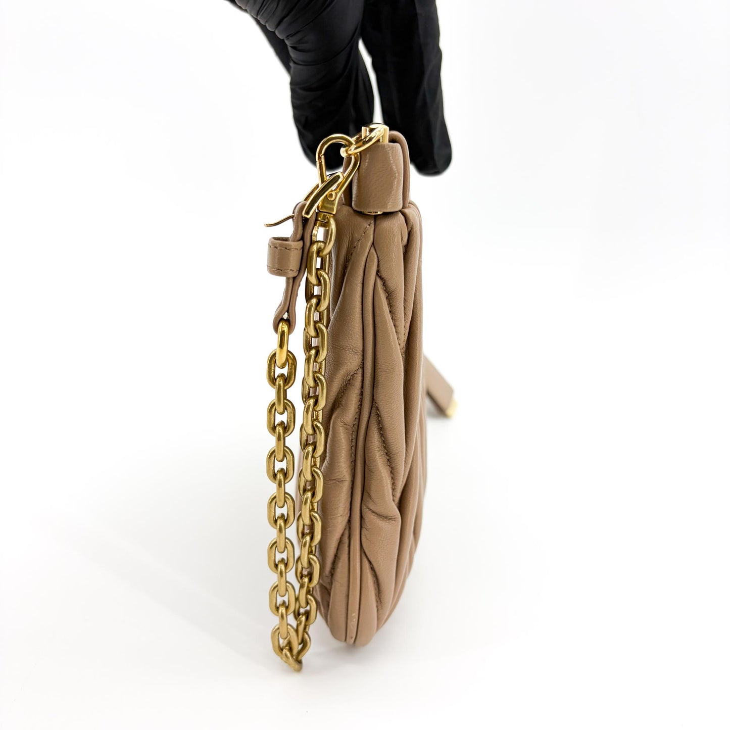 Miu Miu Matelassé Napa leather shoulder bag cameo