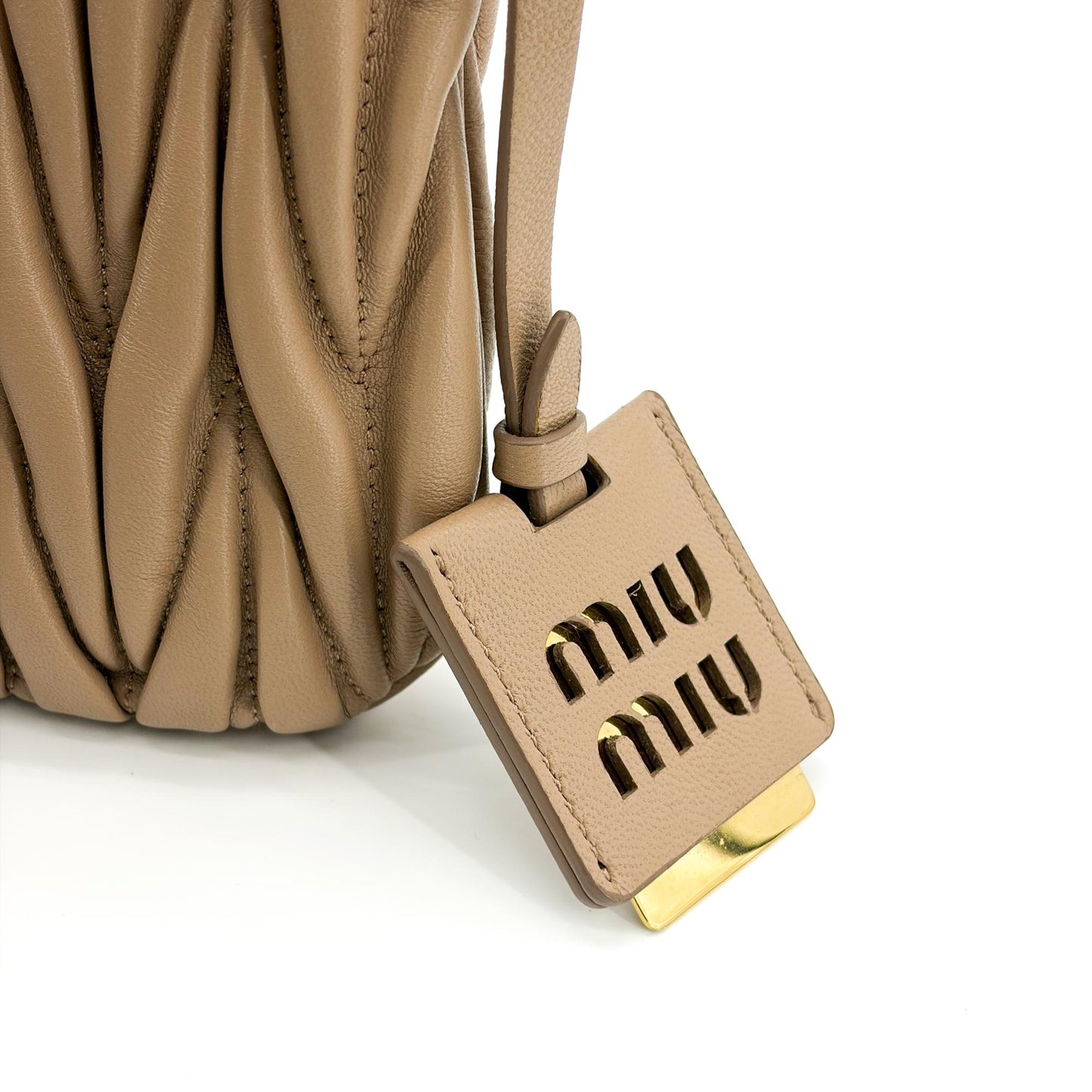 Miu Miu Matelassé Napa leather shoulder bag cameo