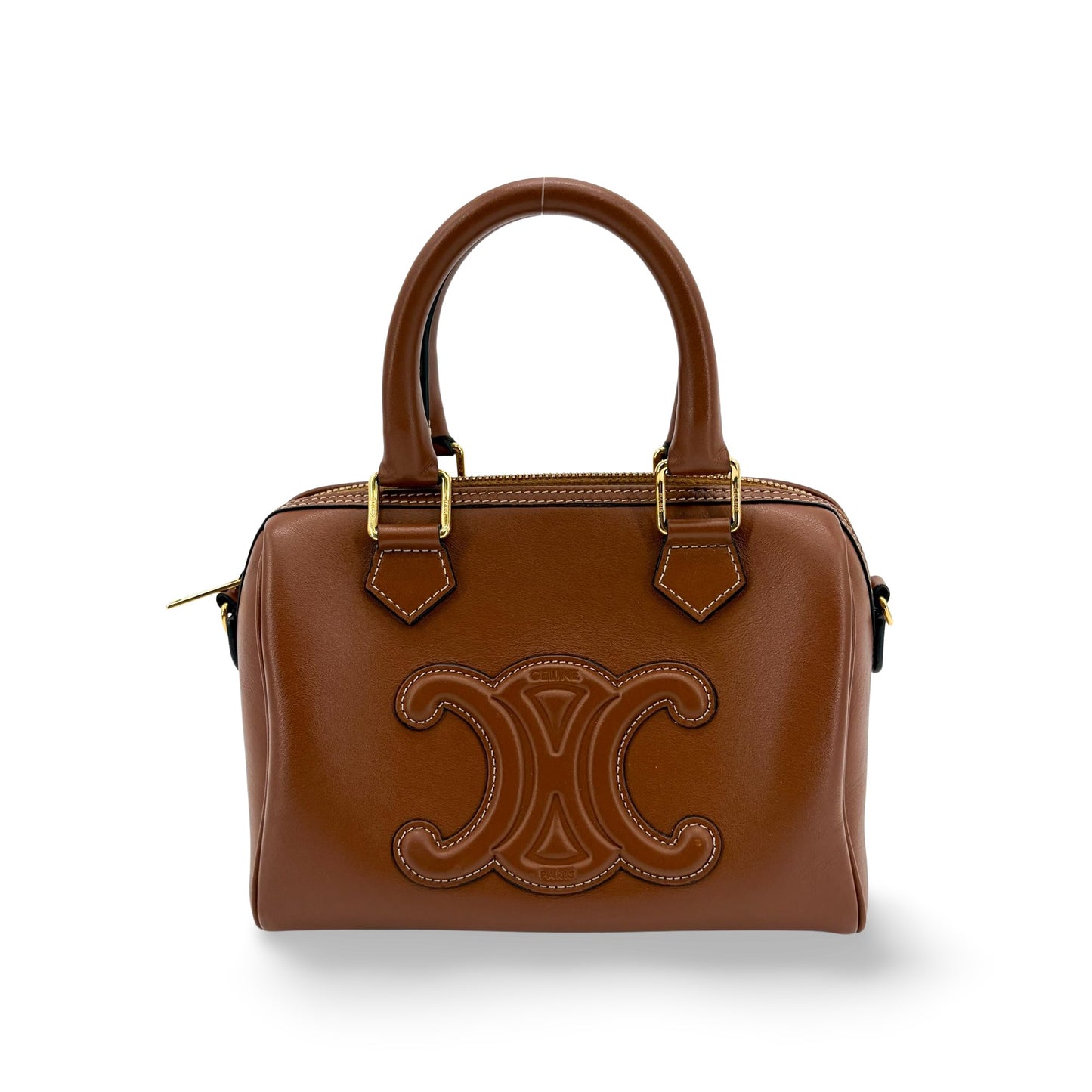 Celine Small Boston Bag Smooth Calfskin Cuir Triomphe Tan