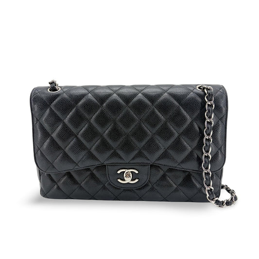 Sac Chanel Classic Flap Medium, Bijouterie Argentée, Noir