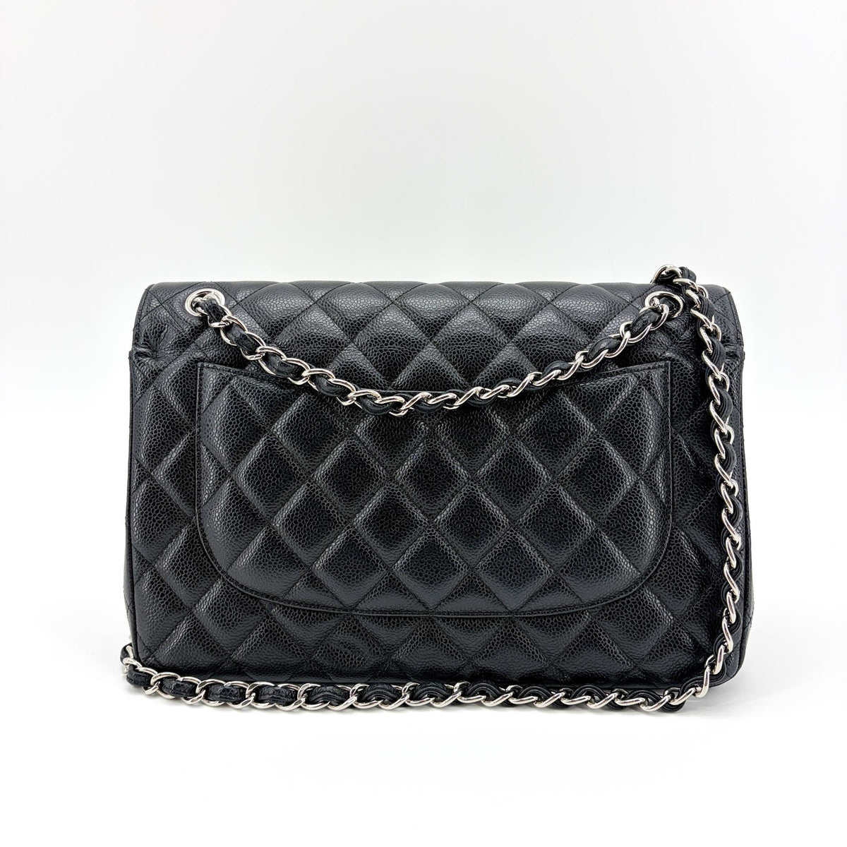Chanel Classic Flap Bag Medium Silver Hardware Black
