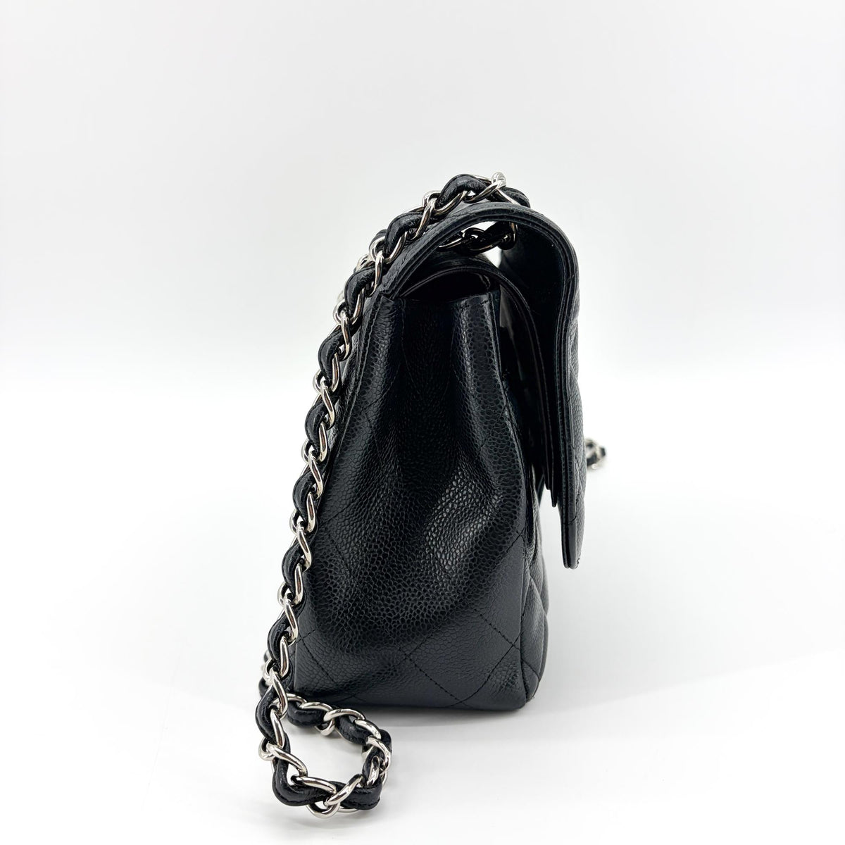 Chanel Classic Flap Bag Medium Silver Hardware Black