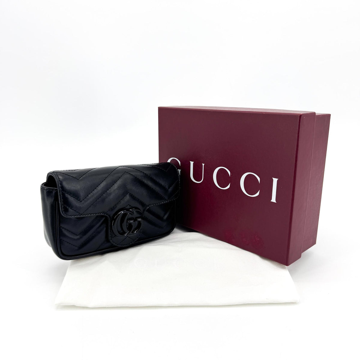 Gucci GG Marmont Super Mini Crossbody Bag All Black