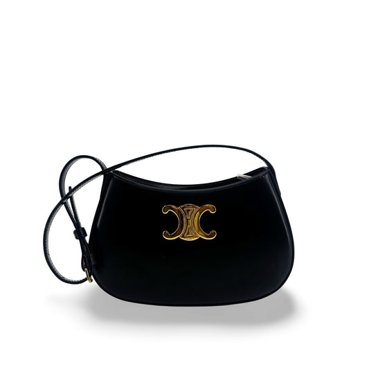 Celine Triomphe Tilly Bag Shiny Calfskin Black