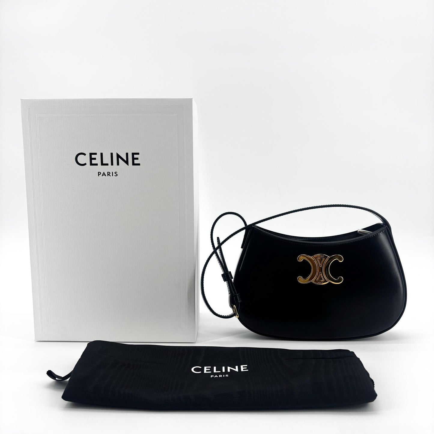 Celine Triomphe Tilly Bag Shiny Calfskin Black