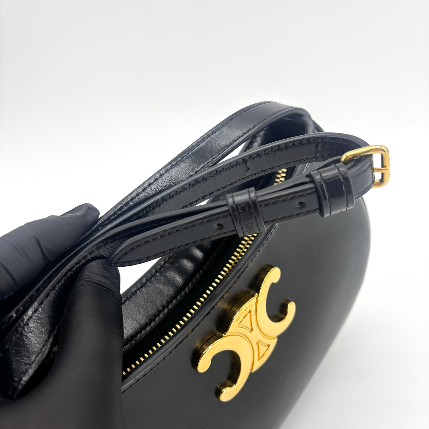 Celine Triomphe Tilly Bag Shiny Calfskin Black