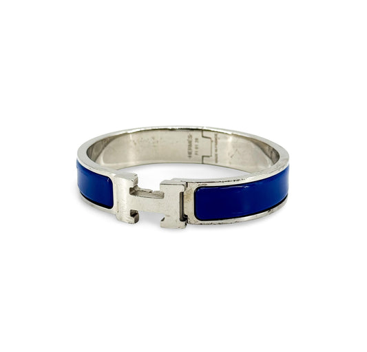Bracelet Hermès Clic H Bleu Argenté