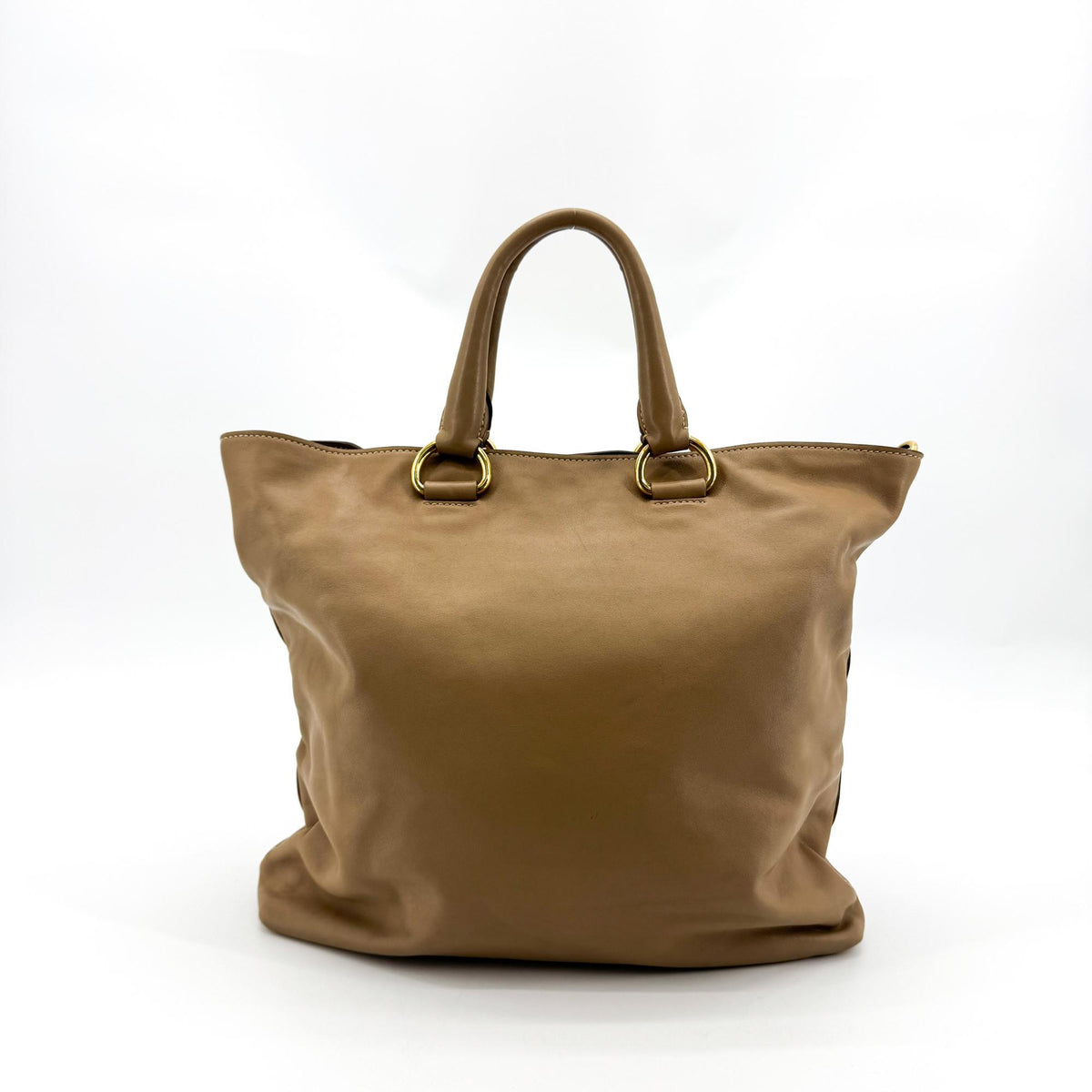 Prada Vitello Daino Tote Bag Brown