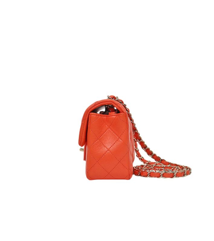 Chanel Orange Lambskin New Mini