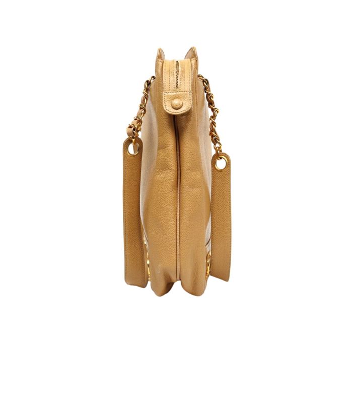 Chanel Beige Caviar Triple CC Chain Shoulder Bag