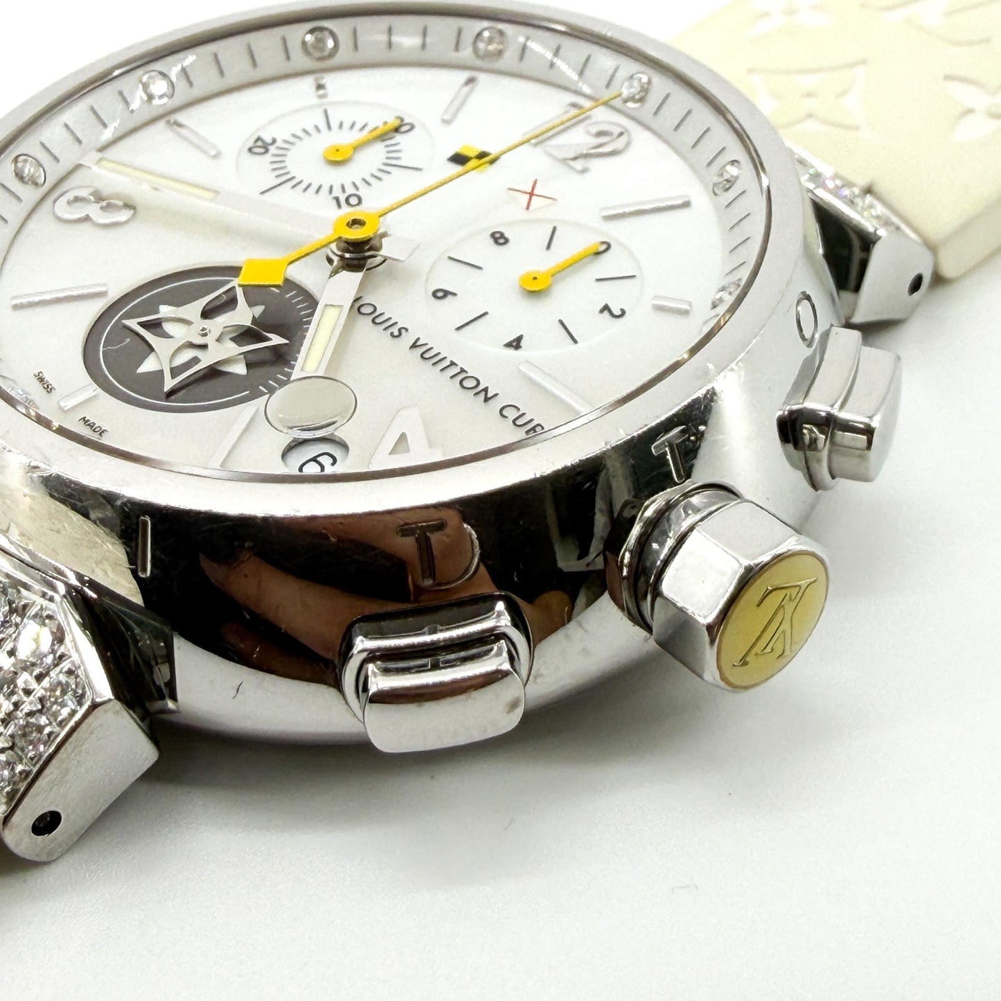 Louis Vuitton Tambour Louis Vuitton Cup Chrono Diamond White Steel