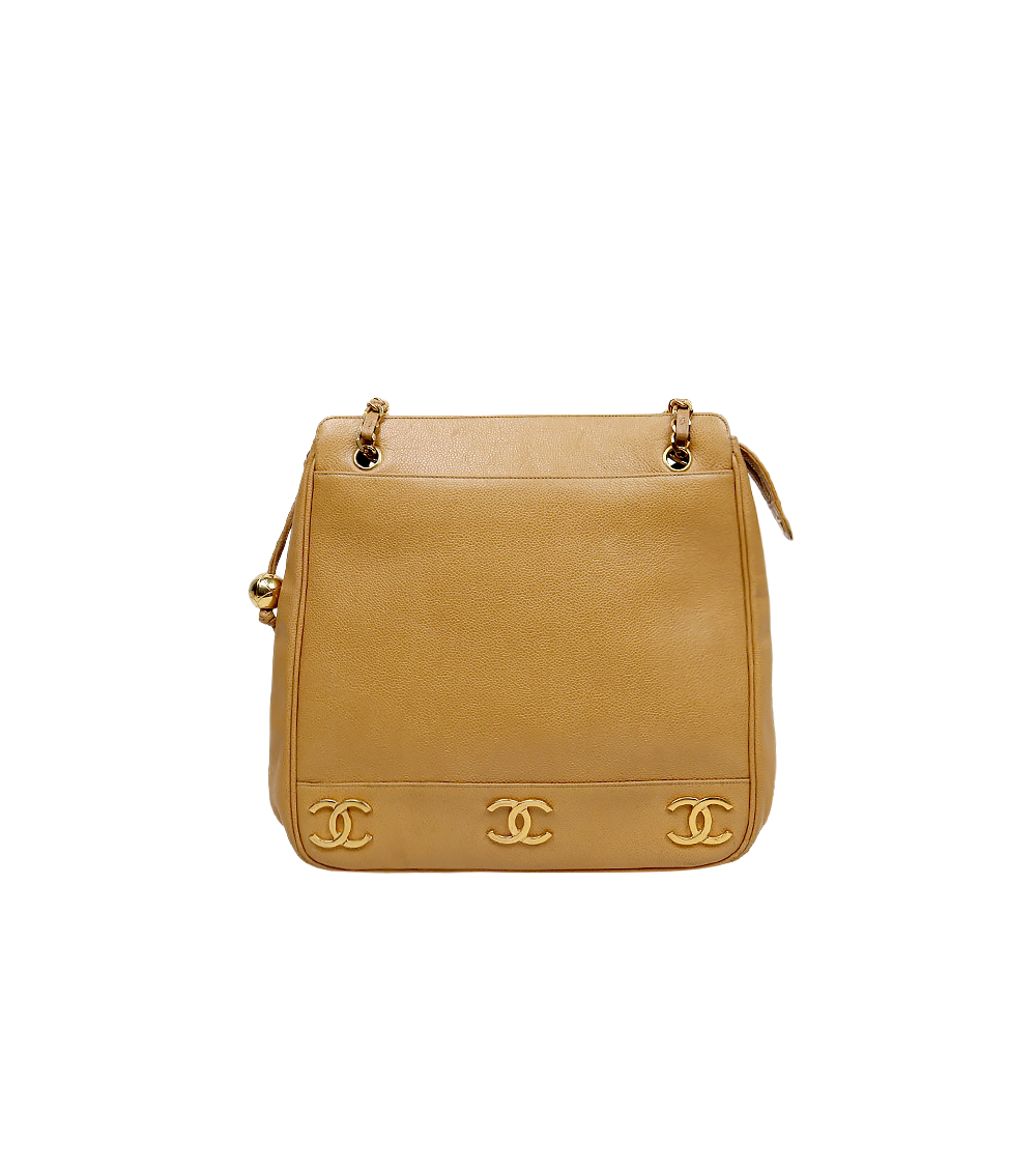 Chanel Beige Caviar Triple CC Chain Shoulder Bag