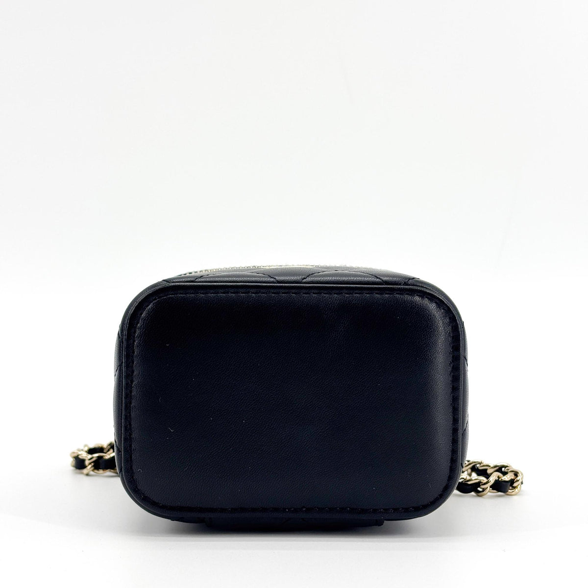 Chanel Classic Top Handle Mini Chain Vanity Bag Lambskin Black Gold Hardware