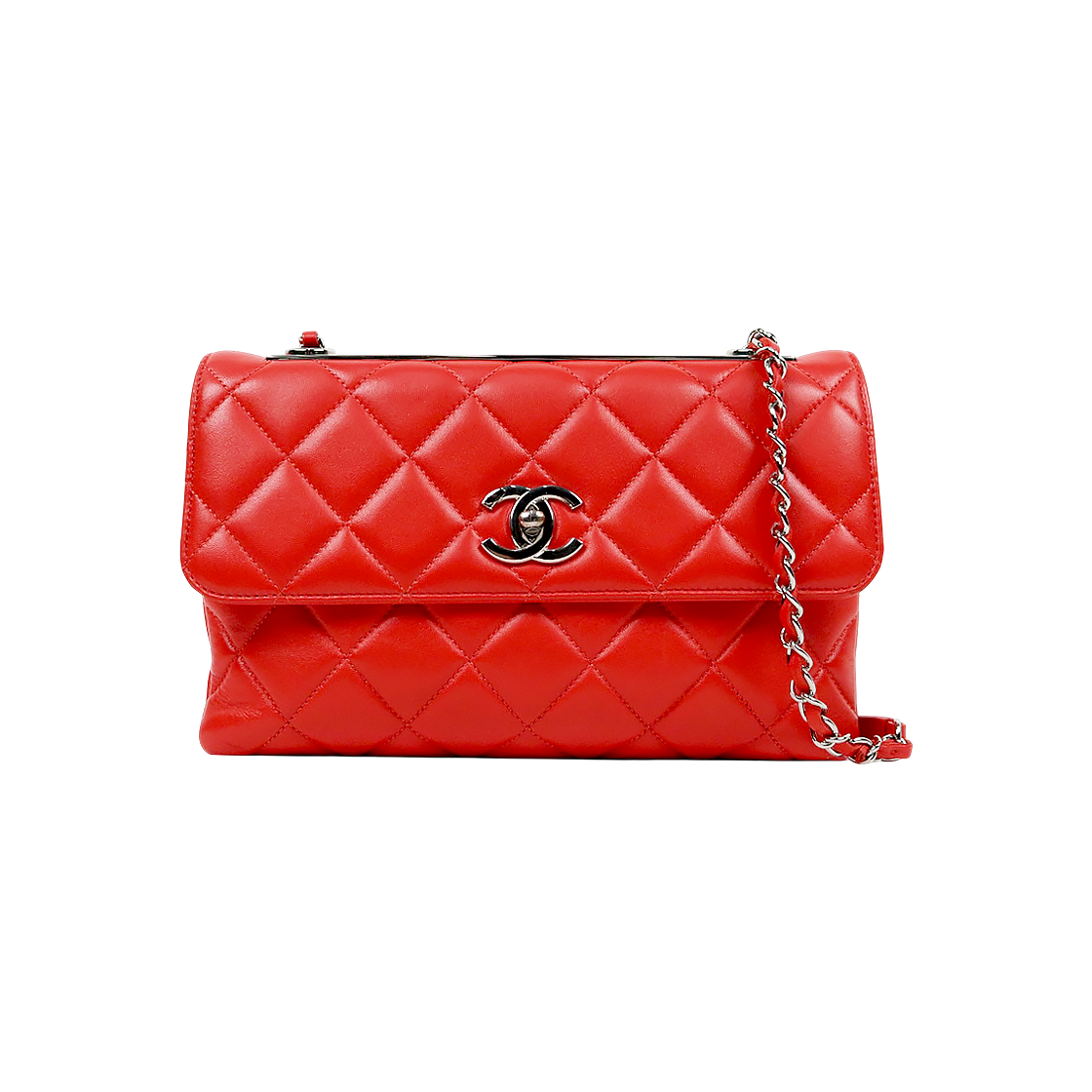 Chanel Red Lambskin Trendy CC Shoulder Bag