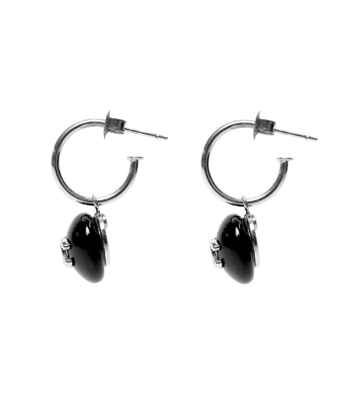 Chanel Black CC Hoop Earrings