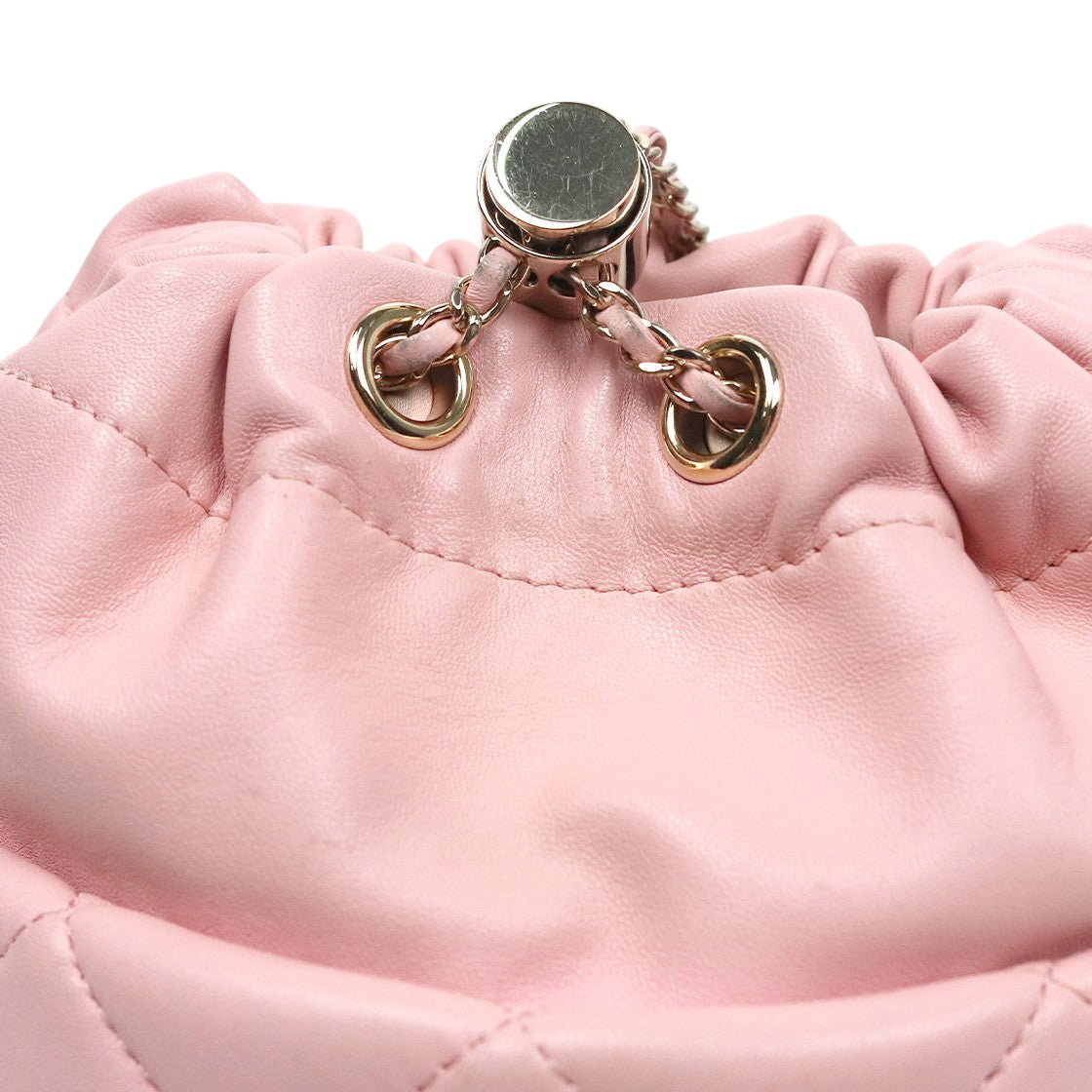 Chanel Pink Lambskin Drawstring Bucket Bag