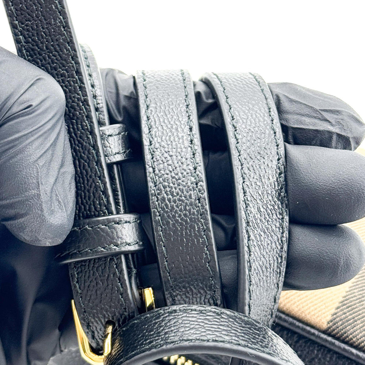 Burberry Vintage Check Leather Camera Bag Small Black