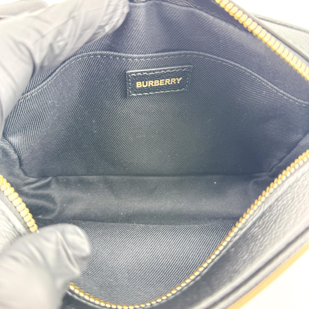 Burberry Vintage Check Leather Camera Bag Small Black