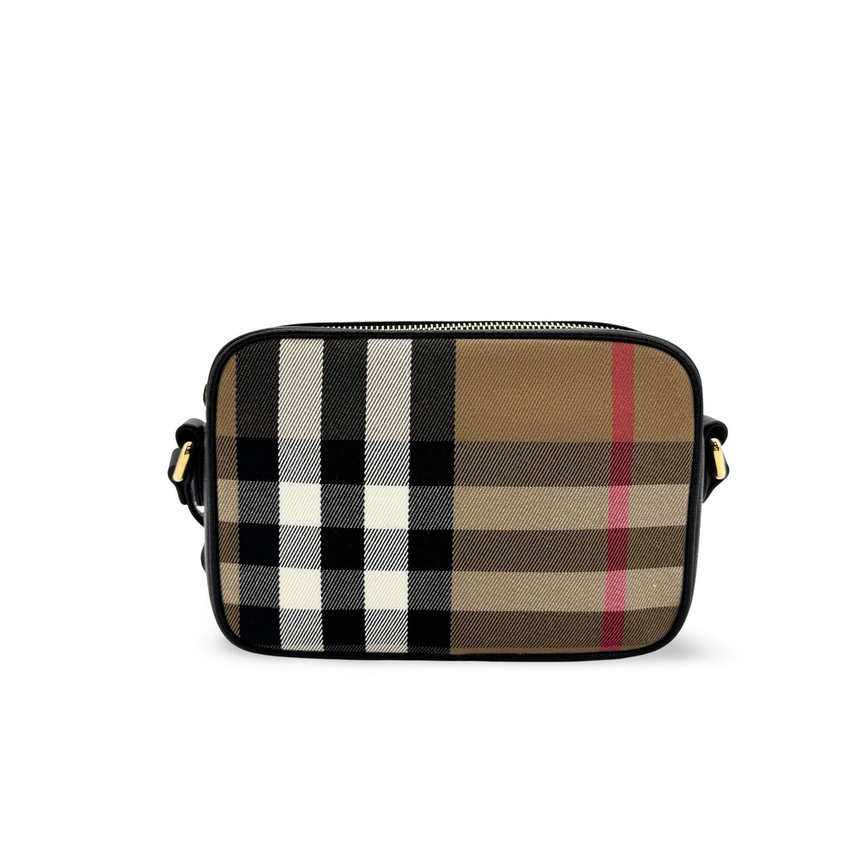 Burberry Vintage Check Leather Camera Bag Small Black