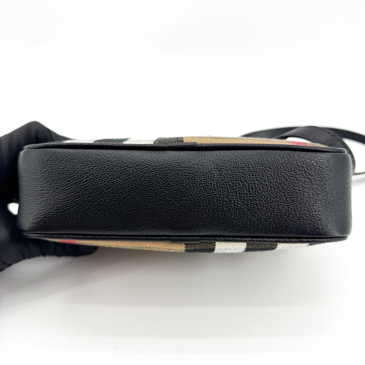 Burberry Vintage Check Leather Camera Bag Small Black